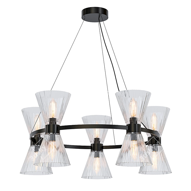Black Glass Horn Light 3D model image 1