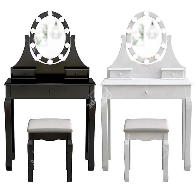 Elegant Roxana Vanity Set 3D model image 1