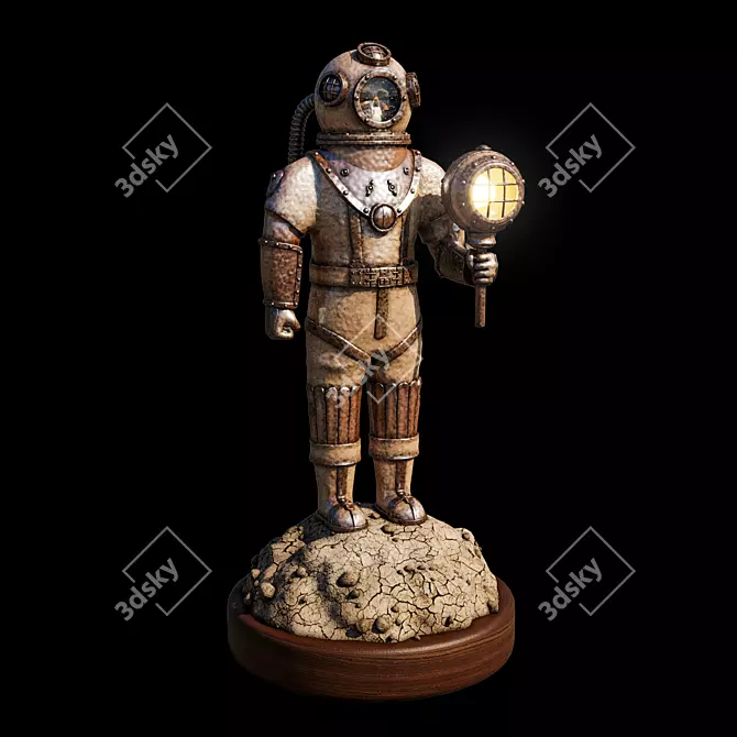 Steampunk Scuba Diver Figurine 3D model image 2