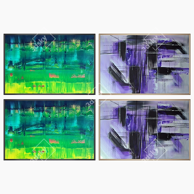 Modern Art 2-Piece Wall Set 3D model image 2