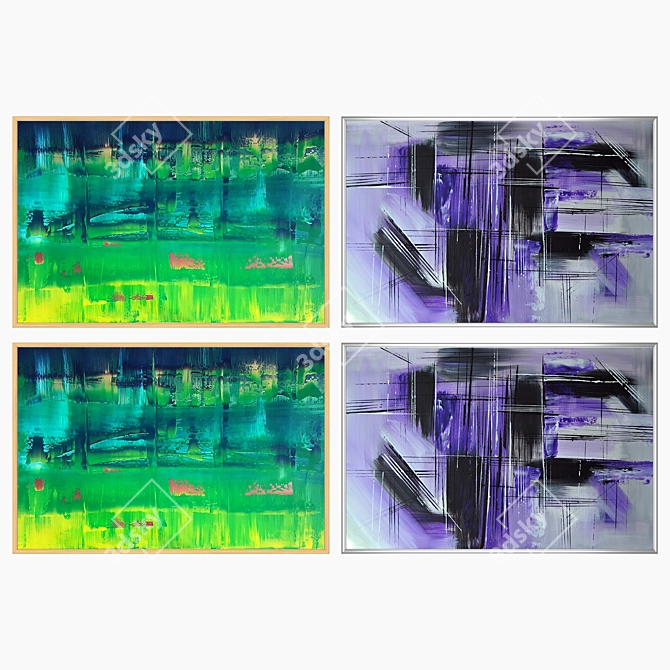 Modern Art 2-Piece Wall Set 3D model image 3
