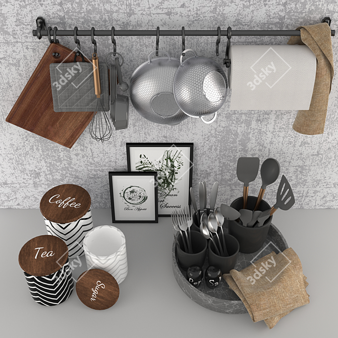 Organize Your Kitchen with this Utensil Rack 3D model image 7