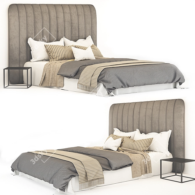 Sleek Gray Bed: Modern Style Bedroom Furniture 3D model image 1