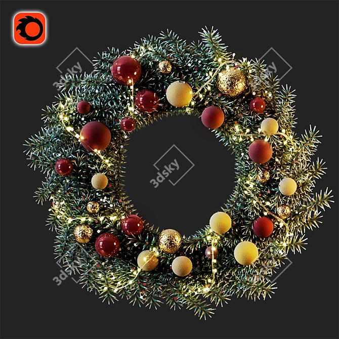 Festive Christmas Wreath: Elegant Holiday Decor 3D model image 1