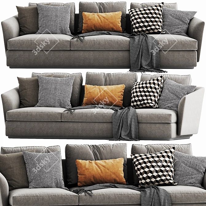 Sleek Molteni Sloane 3-Seater Sofa 3D model image 1