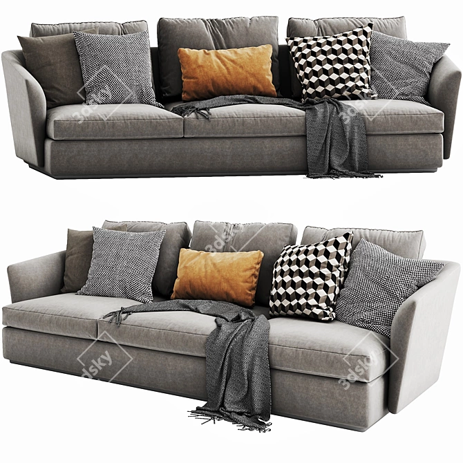 Sleek Molteni Sloane 3-Seater Sofa 3D model image 3
