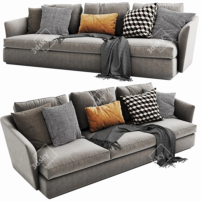 Sleek Molteni Sloane 3-Seater Sofa 3D model image 4