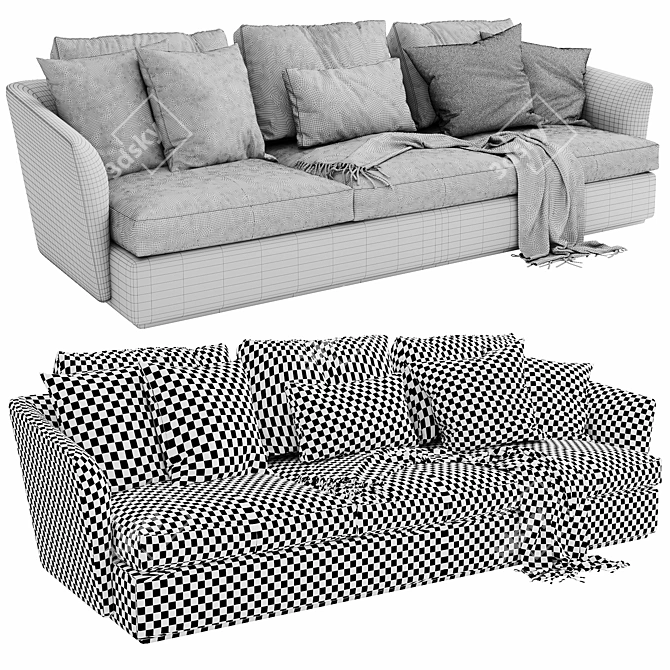 Sleek Molteni Sloane 3-Seater Sofa 3D model image 5
