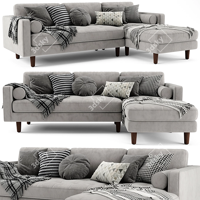 Modern Sven Chaise Sofa 3D model image 1