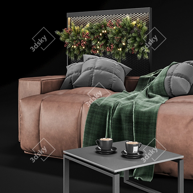 Black Cube Sofa: Modern Elegance in 3D 3D model image 3
