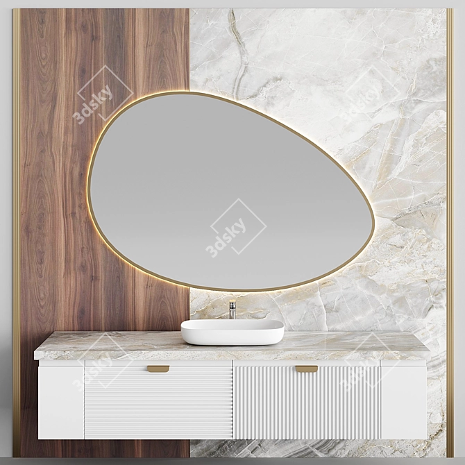 Elegant Bathroom Furniture Set 3D model image 1