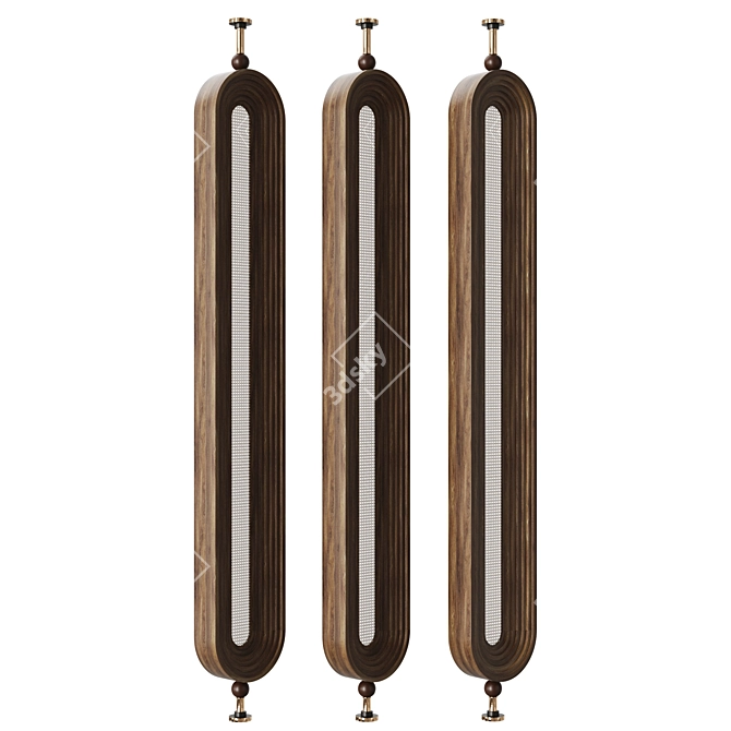 Wooden Elegance Brass Rattan Screen 3D model image 1