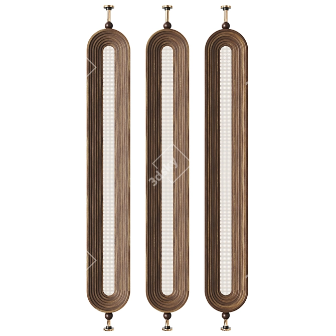 Wooden Elegance Brass Rattan Screen 3D model image 2