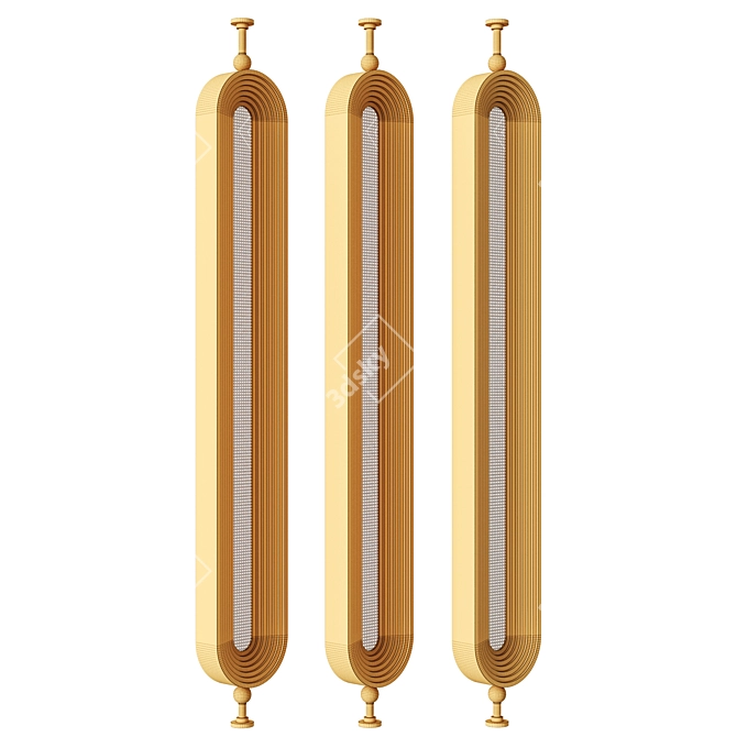 Wooden Elegance Brass Rattan Screen 3D model image 3