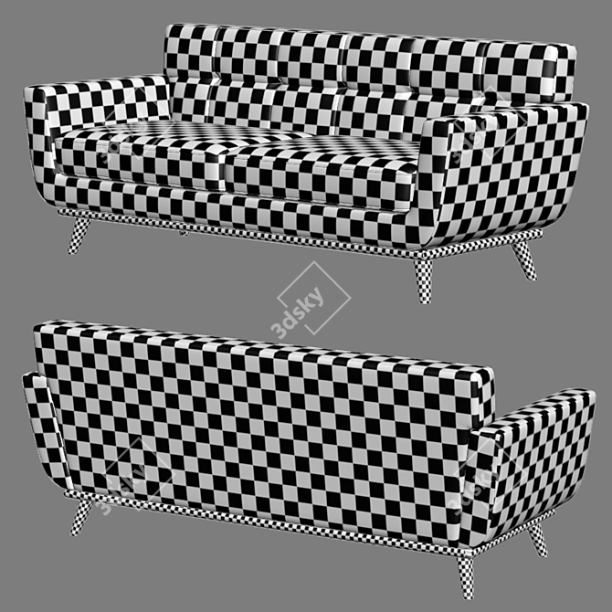 Minimalist Mid-Century Loveseat 3D model image 4