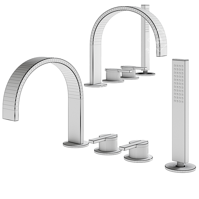 Line Bath-Shower Mixer: Sleek and Elegant Design 3D model image 2
