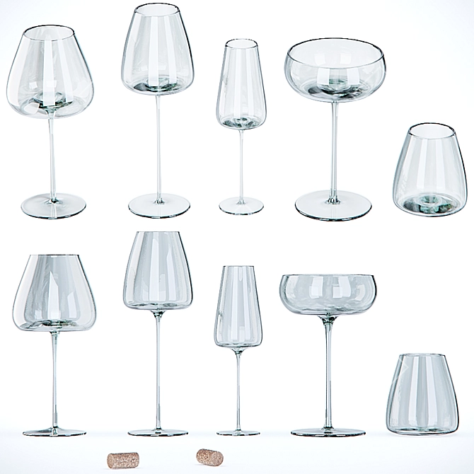 Bork Glassware Set: Wine, Champagne, Cocktails 3D model image 2