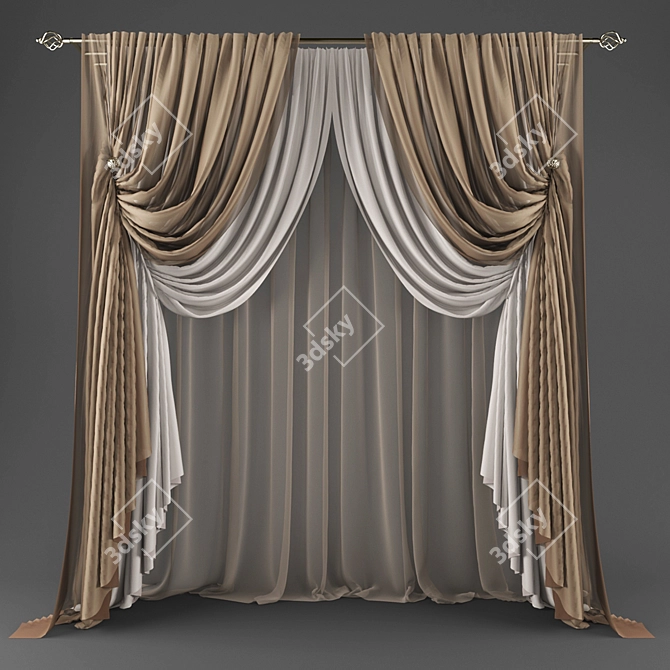 Elegant Drapery for Chic Décor 3D model image 1