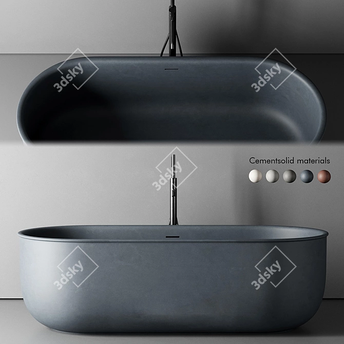Inbani Prime Oval Cement Bathtub 3D model image 1
