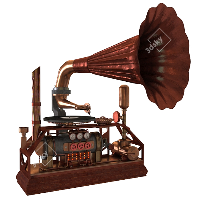 Vintage Steampunk Gramophone 3D model image 1