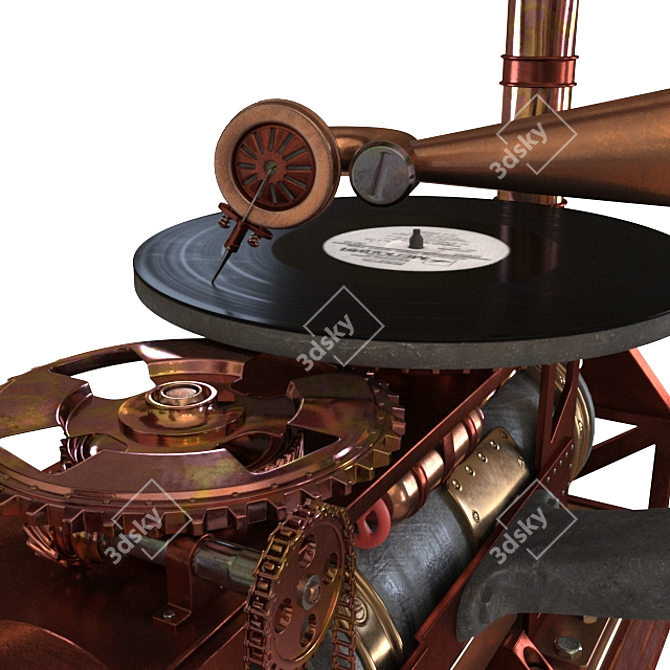 Vintage Steampunk Gramophone 3D model image 3