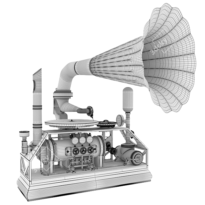 Vintage Steampunk Gramophone 3D model image 15