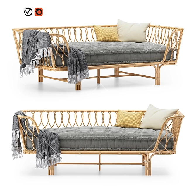 Luxury Rattan Daybed: Venus 3D model image 1