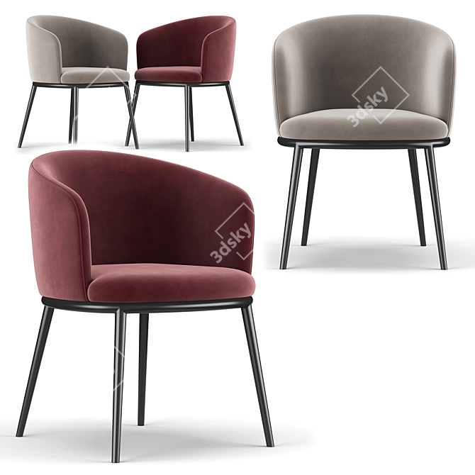 Elegant Filmore Dining Chair 3D model image 2