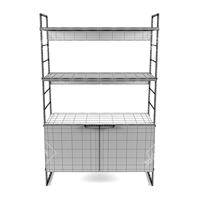 Vintage Watford Steel & Walnut Rack 3D model image 4