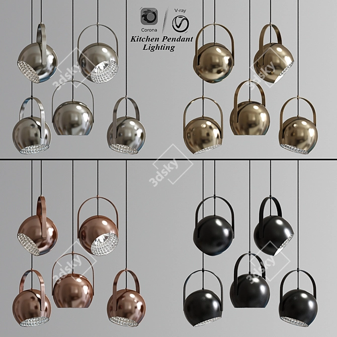 Minimalist Kitchen Pendant Lighting 3D model image 1