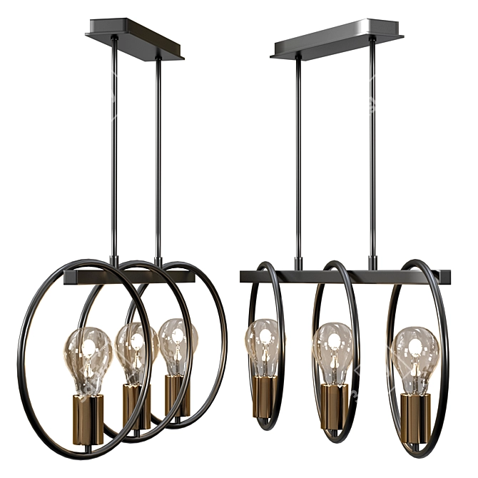 Industrial Rings Chandelier 3D model image 2