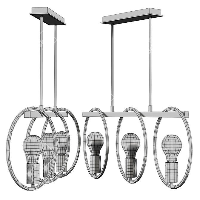 Industrial Rings Chandelier 3D model image 3