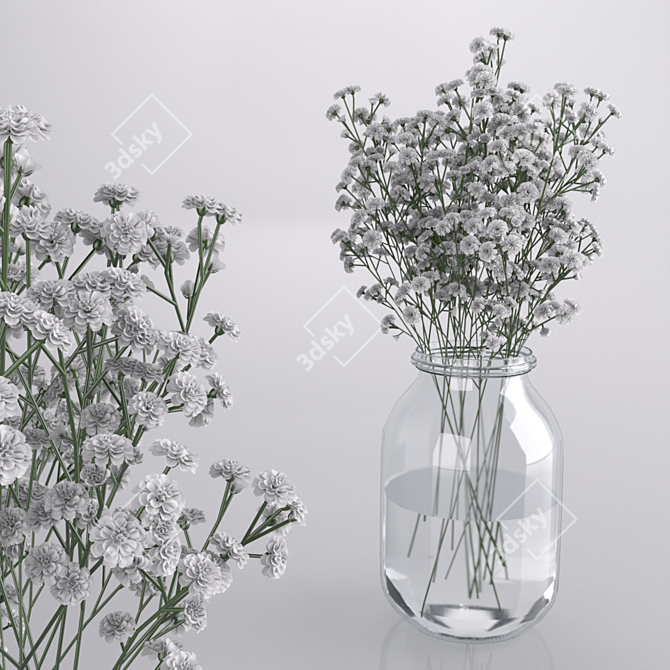 Whimsical Gypsophila Jar Bouquet 3D model image 1