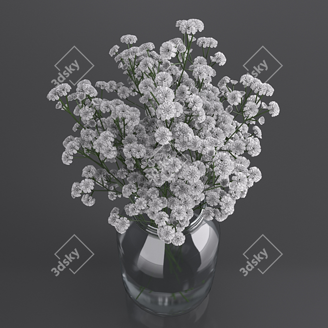 Whimsical Gypsophila Jar Bouquet 3D model image 4