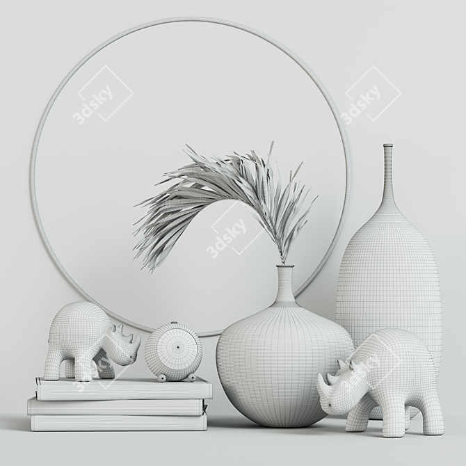 Rustic Rhino Tabletop Decor 3D model image 3