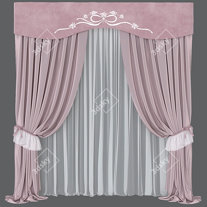 Versatile Curtain Set: Adjustable Color & Transparency | 3D Max 2018 3D model image 1