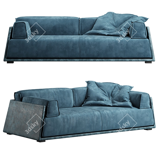 Hard Soft Slim Sofa: The Perfect Blend of Comfort and Style! 3D model image 1
