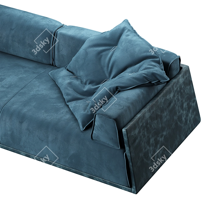 Hard Soft Slim Sofa: The Perfect Blend of Comfort and Style! 3D model image 2