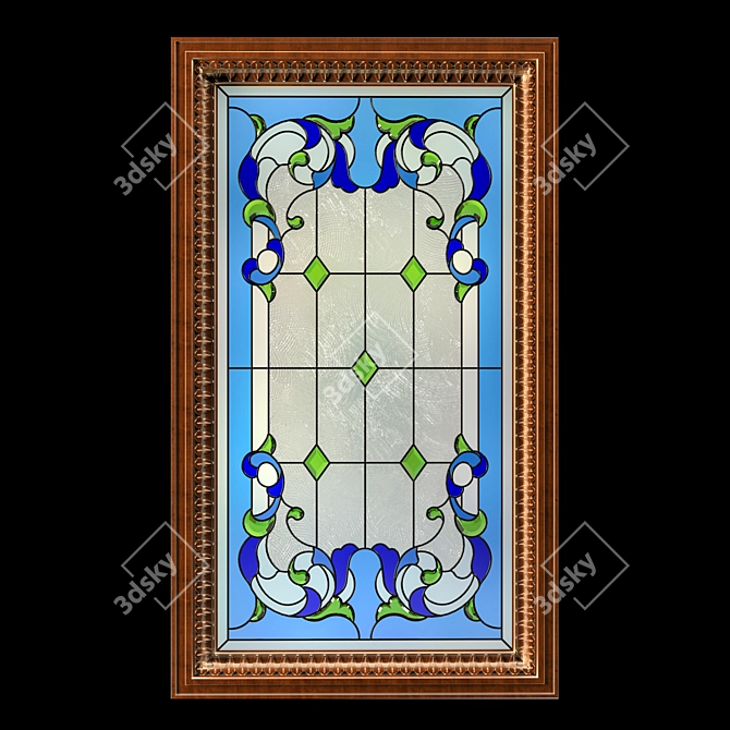 Elegant Stained Glass Window 3D model image 1