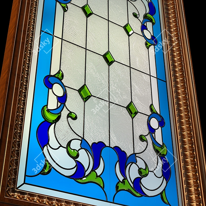 Elegant Stained Glass Window 3D model image 2