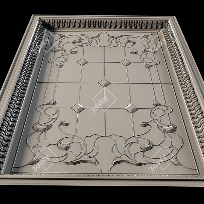 Elegant Stained Glass Window 3D model image 3