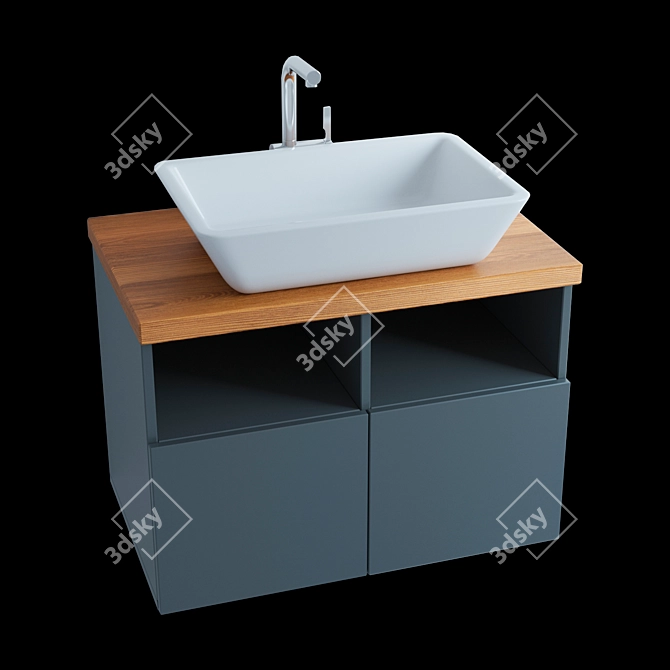 High-Tech Vanity Unit with Stylish Basin 3D model image 2