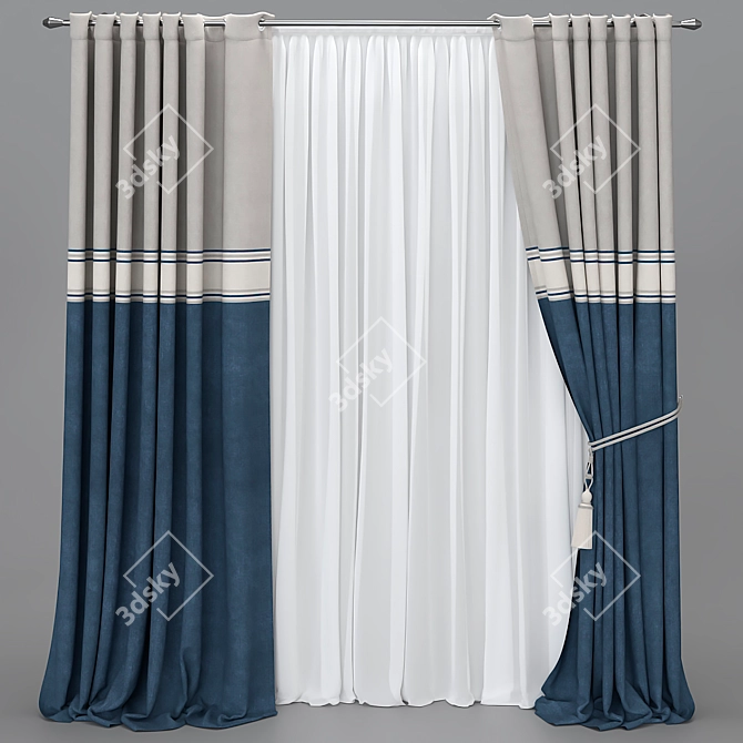 Elegant Drapery in Various Colors 3D model image 2