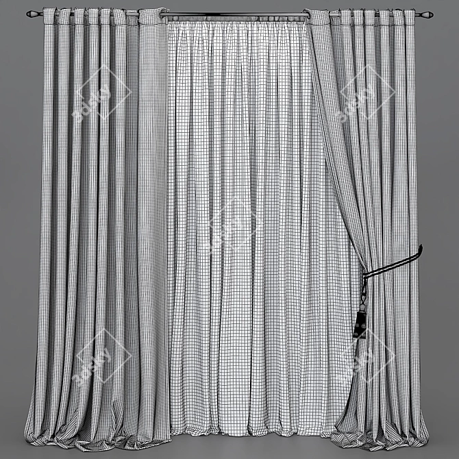 Elegant Drapery in Various Colors 3D model image 6