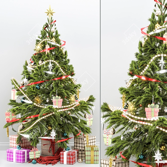 Festive Christmas Tree Display 3D model image 1