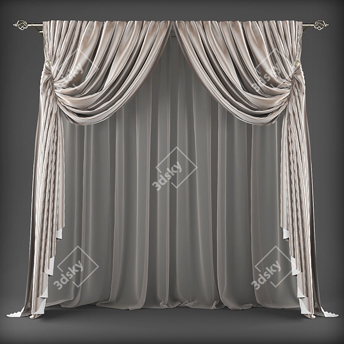 Polyester Curtains - 98738 Polys, 101315 Verts 3D model image 1