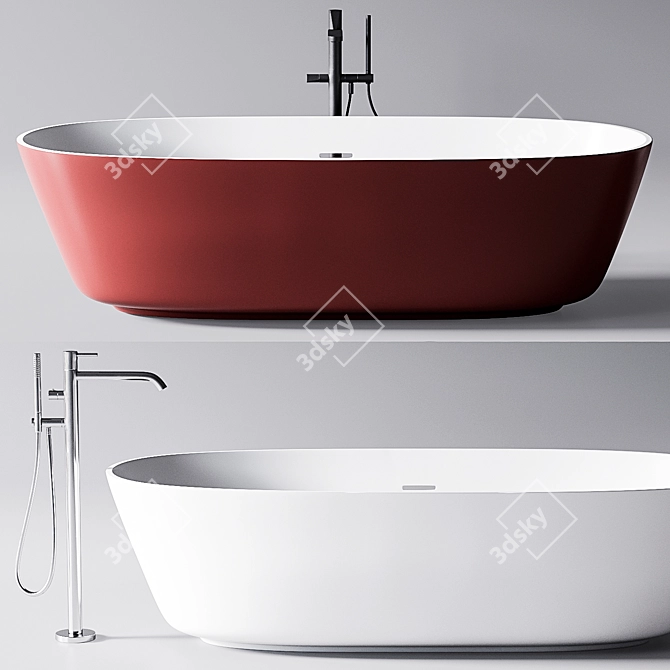 Luxurious Baia Bathtub and Indigo Mixer 3D model image 1