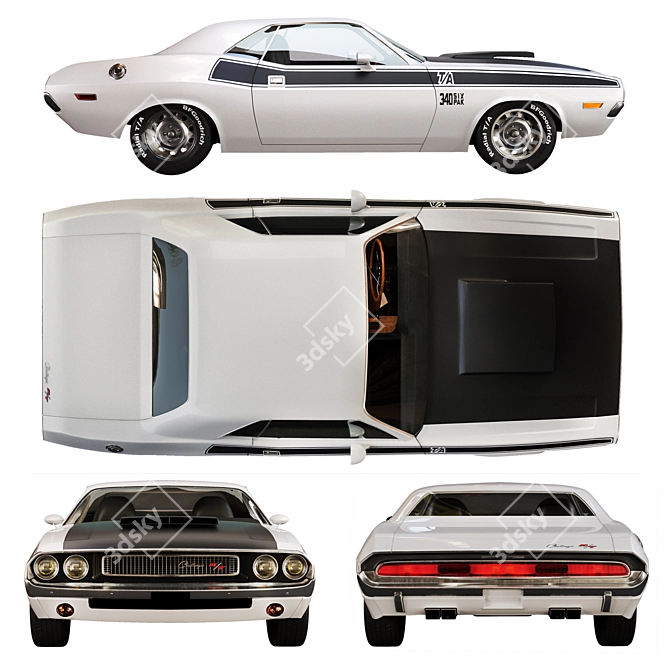 Classic Dodge Challenger 1970 3D model image 2