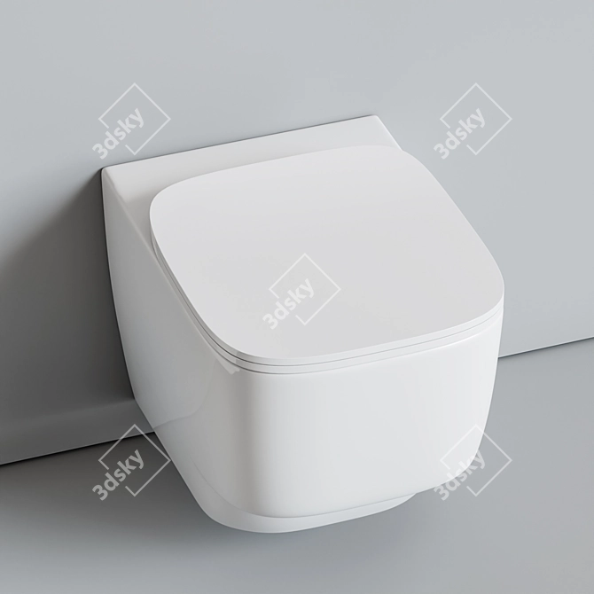 Hatria Fusion: Sleek Ceramic Toilet & Bidet Set 3D model image 3