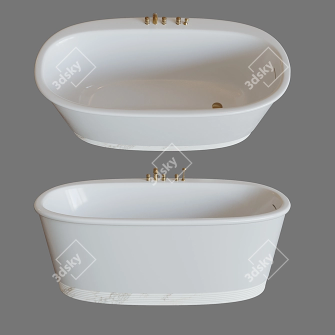 Luxury Bathing Bliss: Holiday Bathtub & Royal 5-Hole Mixer 3D model image 1